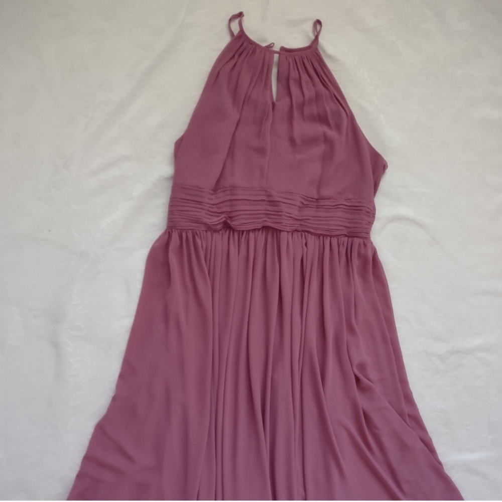 Bill Levkoff Halter chiffon keyhole maxi gown dress